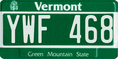 VT license plate YWF468
