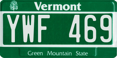 VT license plate YWF469