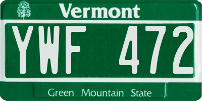 VT license plate YWF472