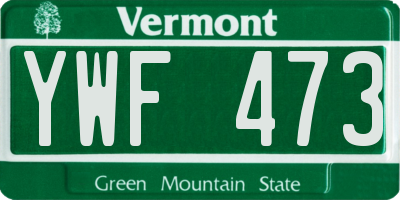 VT license plate YWF473