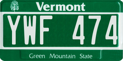 VT license plate YWF474