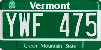 VT license plate YWF475