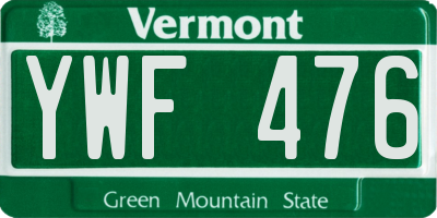 VT license plate YWF476