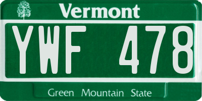 VT license plate YWF478