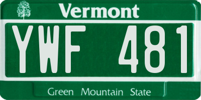VT license plate YWF481