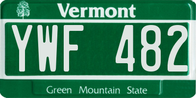 VT license plate YWF482