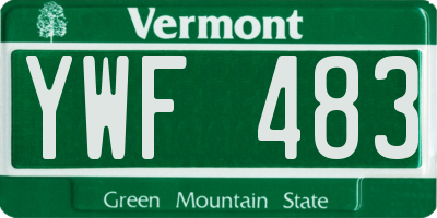 VT license plate YWF483