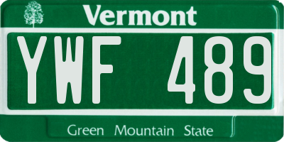 VT license plate YWF489