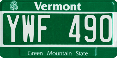VT license plate YWF490