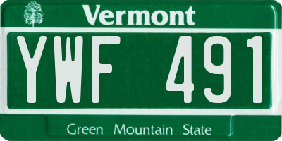 VT license plate YWF491