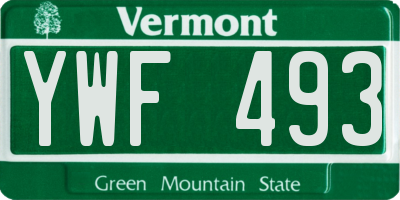 VT license plate YWF493