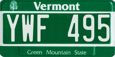 VT license plate YWF495