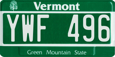 VT license plate YWF496