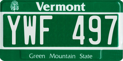 VT license plate YWF497