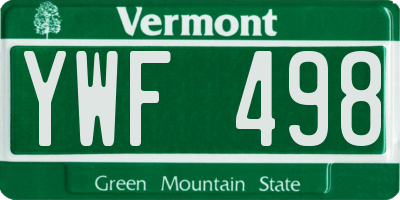 VT license plate YWF498