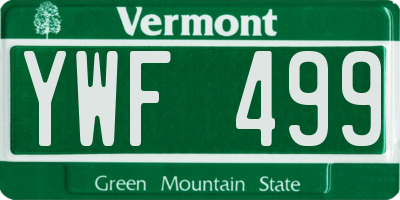 VT license plate YWF499