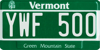 VT license plate YWF500