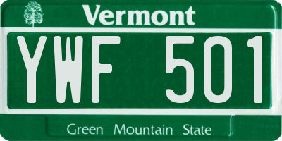 VT license plate YWF501