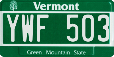 VT license plate YWF503