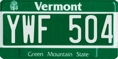 VT license plate YWF504