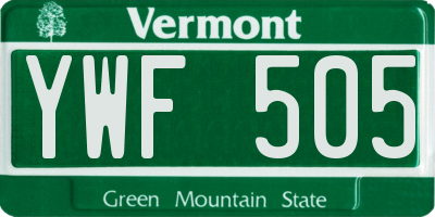 VT license plate YWF505