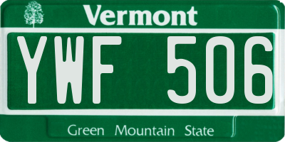 VT license plate YWF506