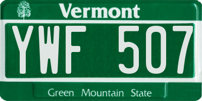 VT license plate YWF507