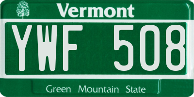 VT license plate YWF508