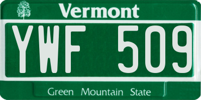 VT license plate YWF509