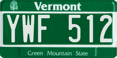 VT license plate YWF512