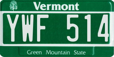 VT license plate YWF514