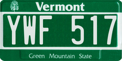 VT license plate YWF517