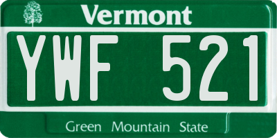 VT license plate YWF521
