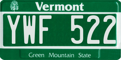 VT license plate YWF522