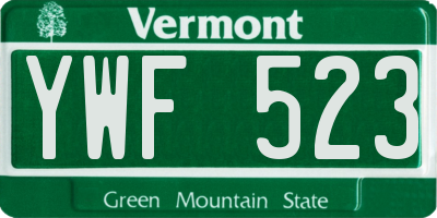 VT license plate YWF523
