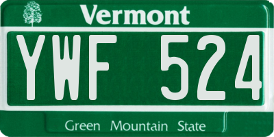 VT license plate YWF524