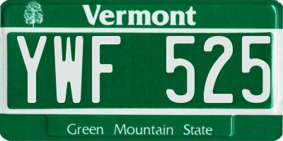 VT license plate YWF525