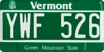 VT license plate YWF526