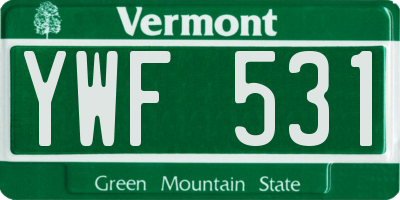 VT license plate YWF531