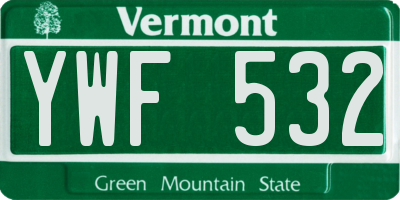 VT license plate YWF532