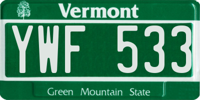 VT license plate YWF533
