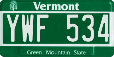 VT license plate YWF534