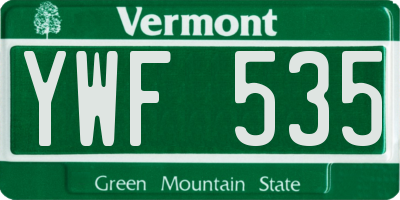 VT license plate YWF535