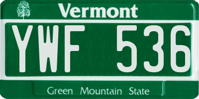 VT license plate YWF536
