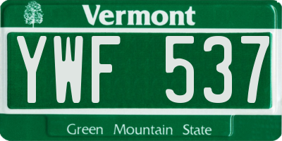 VT license plate YWF537
