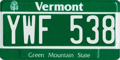 VT license plate YWF538