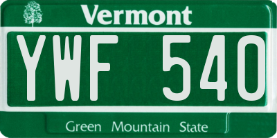 VT license plate YWF540