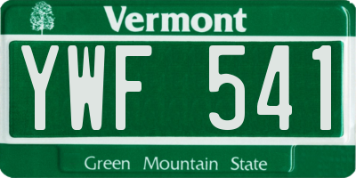 VT license plate YWF541
