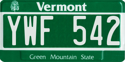 VT license plate YWF542