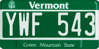 VT license plate YWF543